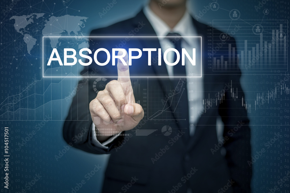 Businessman hand touching ABSORPTION button on virtual screen Businessman hand touching ABSORPTION button on virtual screen