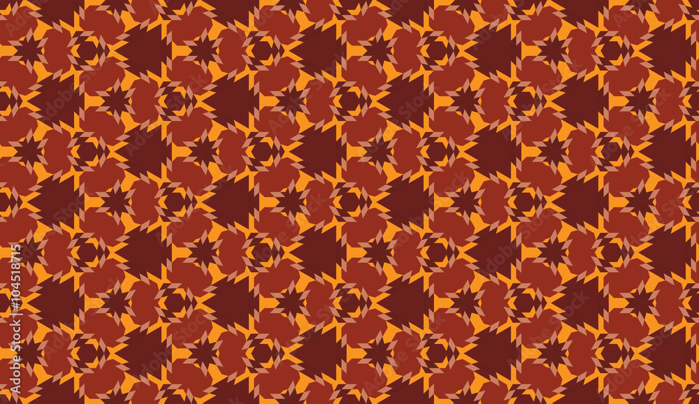 Trendy seamless geometric pattern with different shapes of brown and orange shades