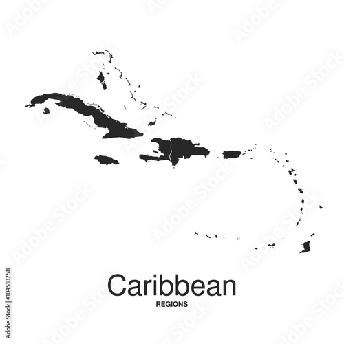 Fotografie, Tablou The Caribbean Islands regions map