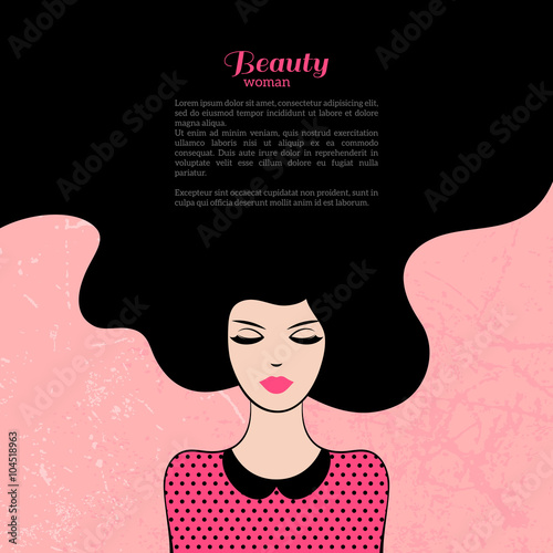 Vintage Fashion Woman with Long Hair. 