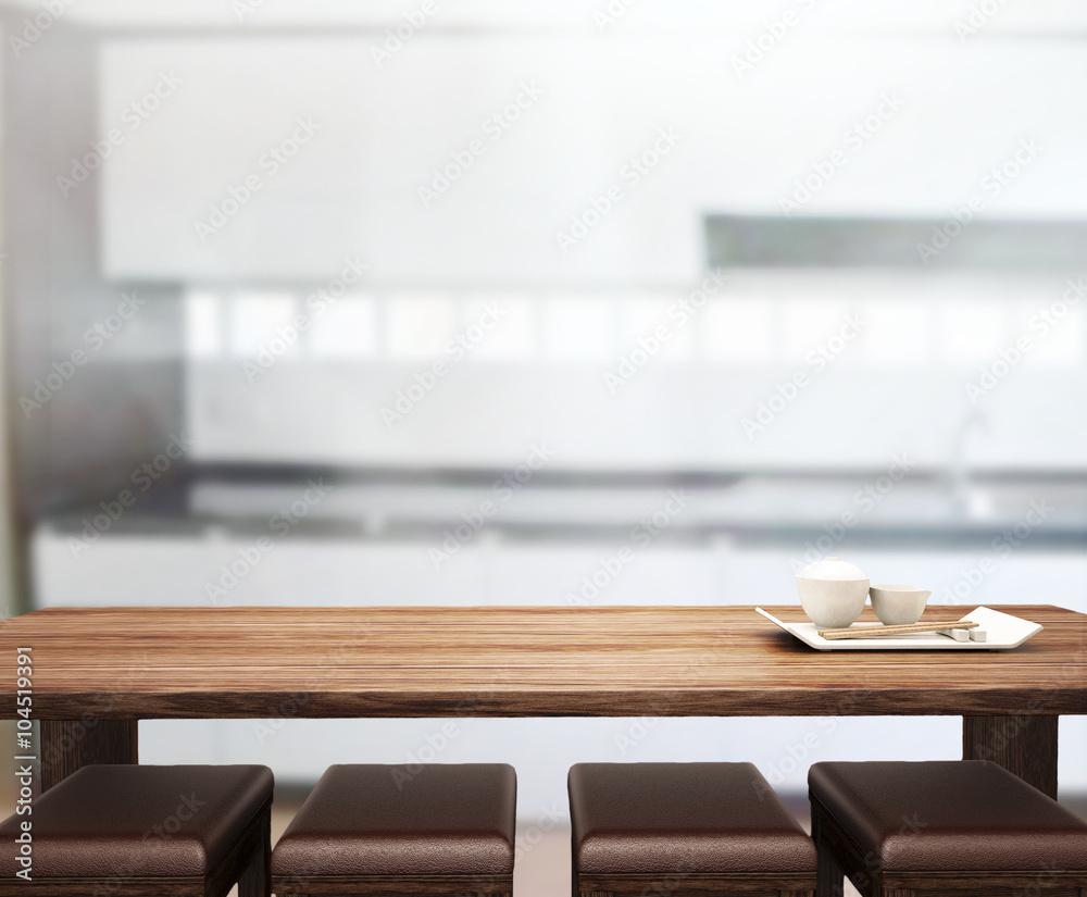Table Top And Blur Interior of Background