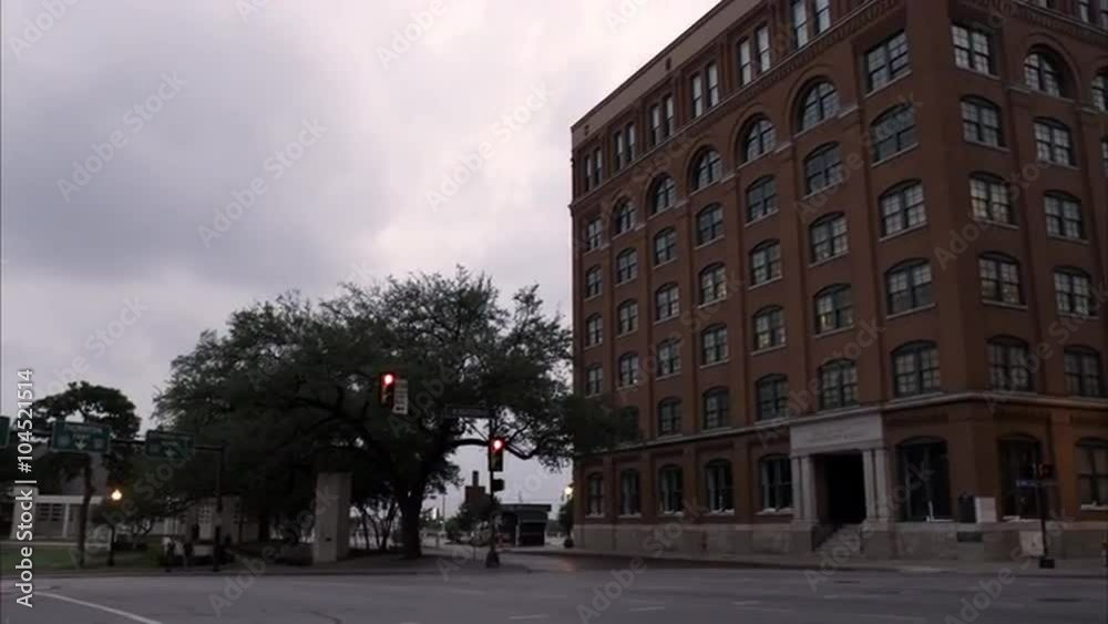 Panning shot of the Texas School Book Depository at Dealey Plaza, Dallas. Panning shot of the Texas School Book Depository at Dealey Plaza, Dallas.
