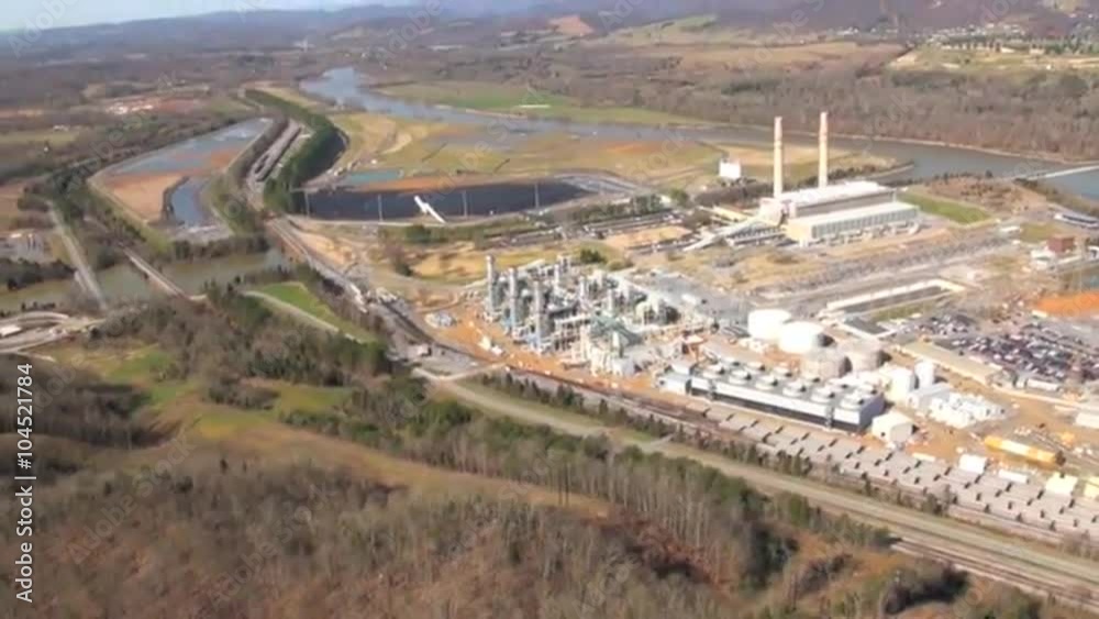 Aerial over Hydroelectric Power Plant operated by the Tennessee Valley Authority.