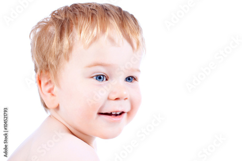 Toddler blond and blue eyes boy child 