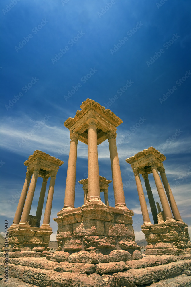 Syria. Palmyra (Tadmor). The Tetrapylon. This site is on UNESCO World Heritage List