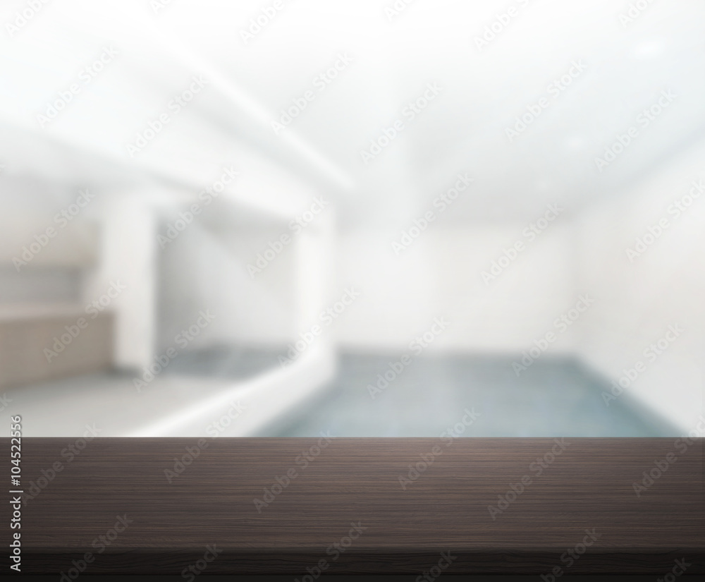 Fototapeta premium Table Top And Blur Office of Background
