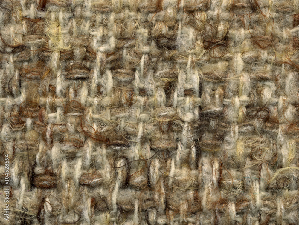 Handwoven fabric in beige and brown, close up Handwoven fabric in beige and brown, close up