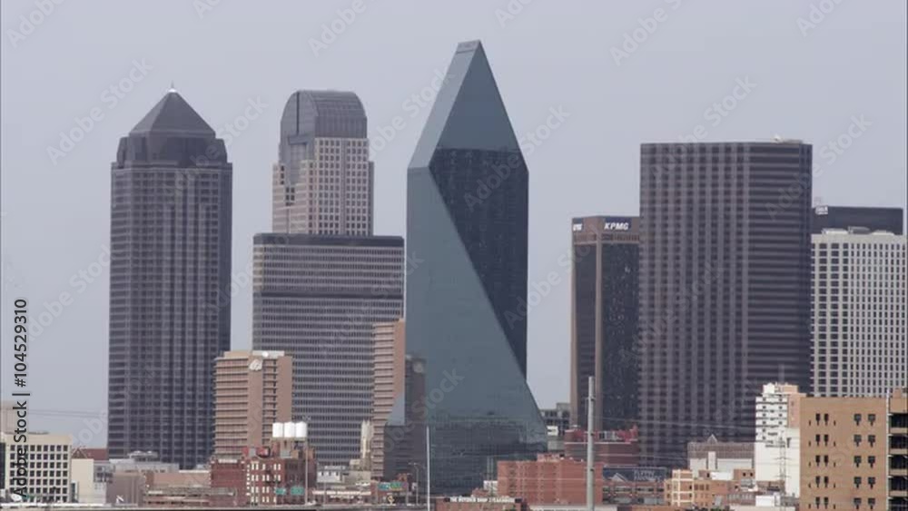 Medium tight shot of several skyscrapers in Dallas. Medium tight shot of several skyscrapers in Dallas.