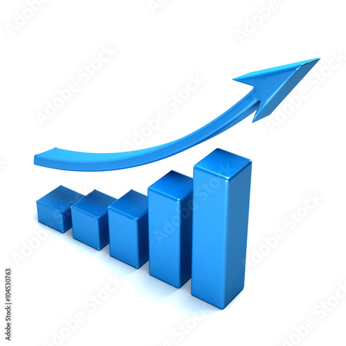 3d business growth bar graph curve