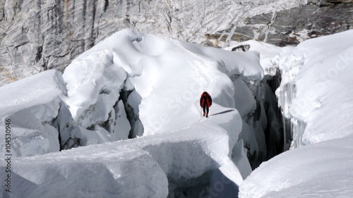 Himalaya, Nepal, Altitude, Climber, Glacier, Crack, Danger photo