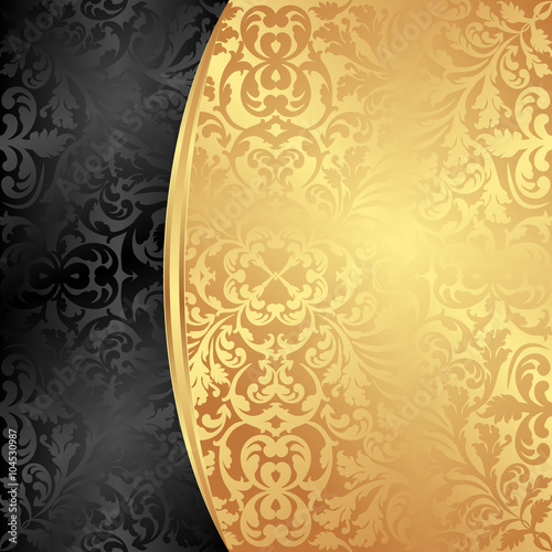 golden and black background with antique pattern