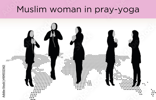 Muslim woman silhouette in pray pose