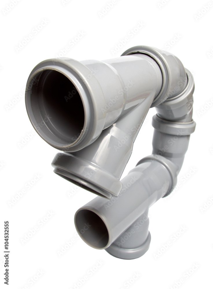 composition from plastic sewer pipes, isolated on the white composition from plastic sewer pipes, isolated on the white