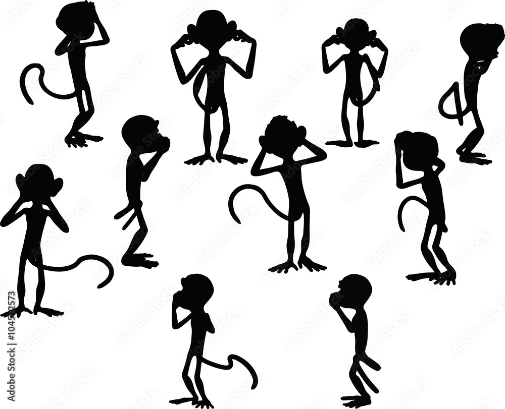 Naklejka premium monkey speak no evil see no evil hear no evil