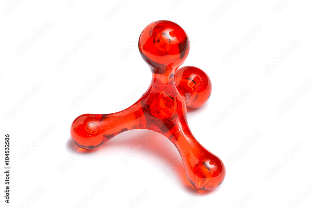 red plastic hand massager, isolated on white. red plastic hand massager, isolated on white.
