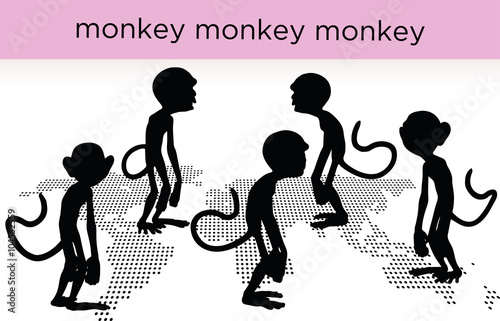 monkey silhouette in various poses