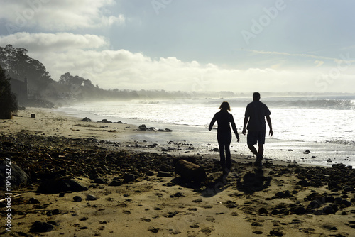 Couple Walking on New Brighton State Beach and Campground, Capitola, California
