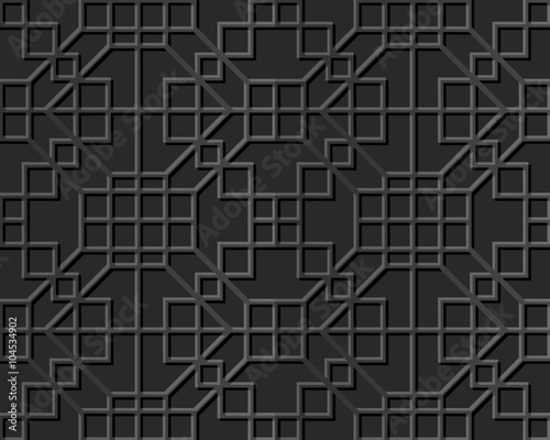 Seamless 3D elegant dark paper art pattern 353 Square Check Cross 
