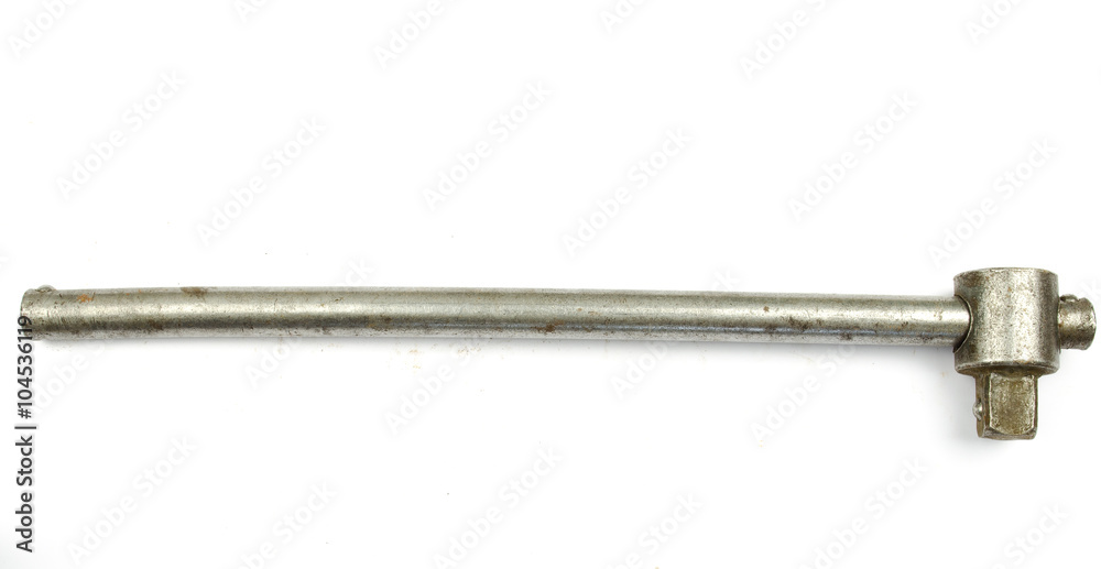 toolkit, ratchet with extension and socket head. Closeup shot of torx socket set isolated. tubular Socket set for spanner on white. Line of metal hex socket of spanner over isolated toolkit, ratchet with extension and socket head. Closeup shot of torx socket set isolated. tubular Socket set for spanner on white. Line of metal hex socket of spanner over isolated