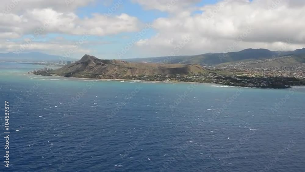 Aerials over Oahu, Hawaii and Diamond Head volcano, Waikiki. Aerials over Oahu, Hawaii and Diamond Head volcano, Waikiki.