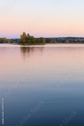 Serene lake scenery at dusk in Finland © Juhku