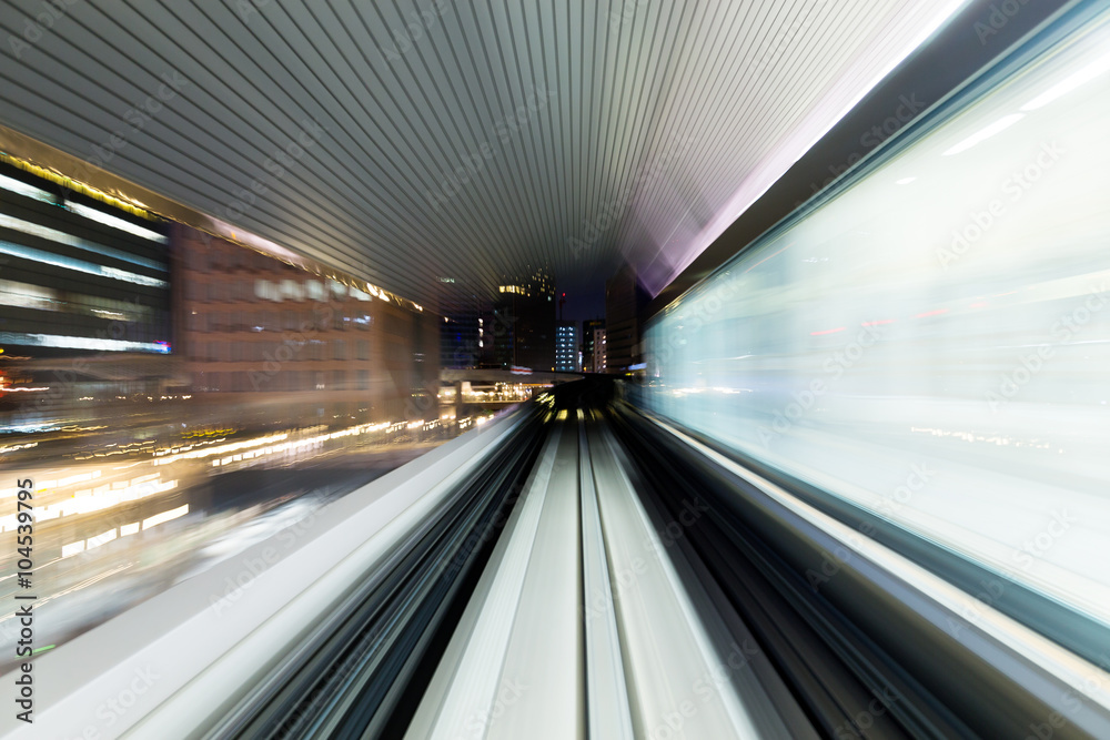 Fast train through city Fast train through city