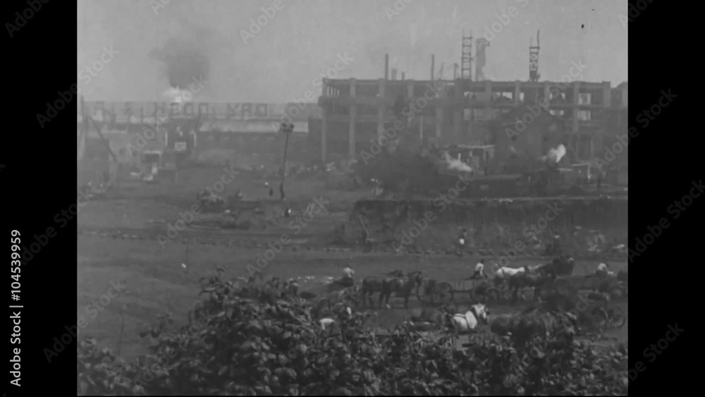 Scenes of Brooklyn, New York circa 1914 including warehouses and port under construction.