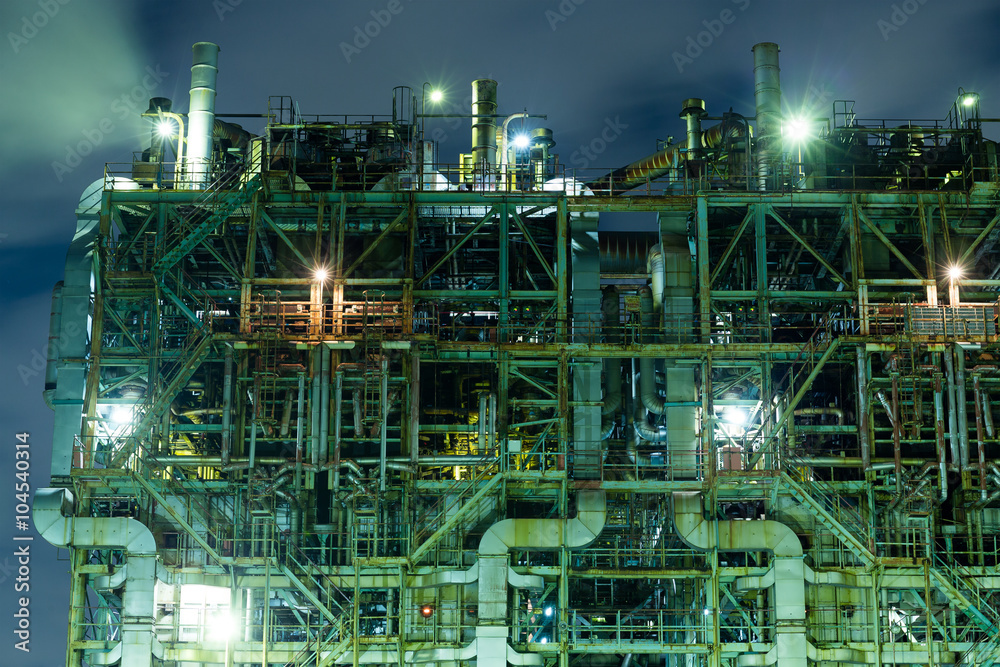 Industrial manufacturing Factory at night