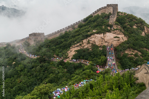 Tourists on Great Wall in Beijing,  China photo