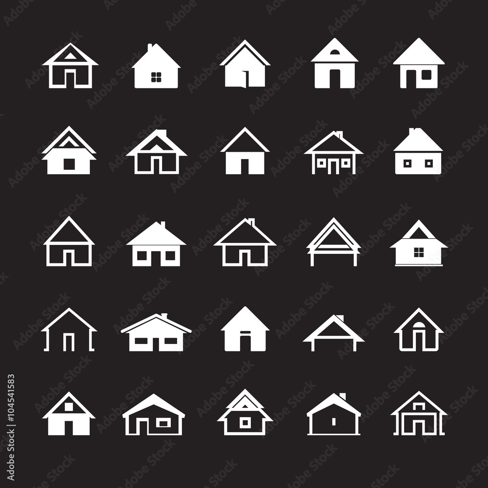 White Vector Houses. Vector Illustration.