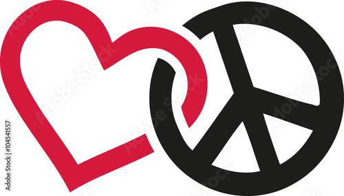 Billede på lærred Love and peace signs intertwined