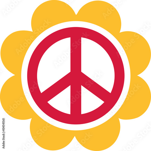 Red peace sign with a big yellow flower