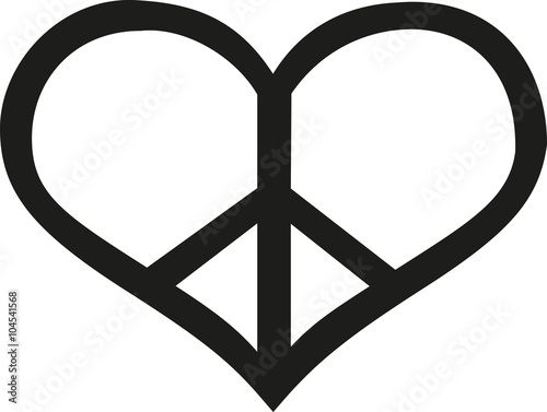 Peace sign in heart shape