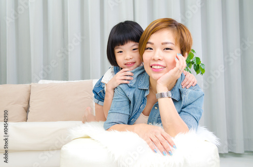Beautiful asian mother and daughter