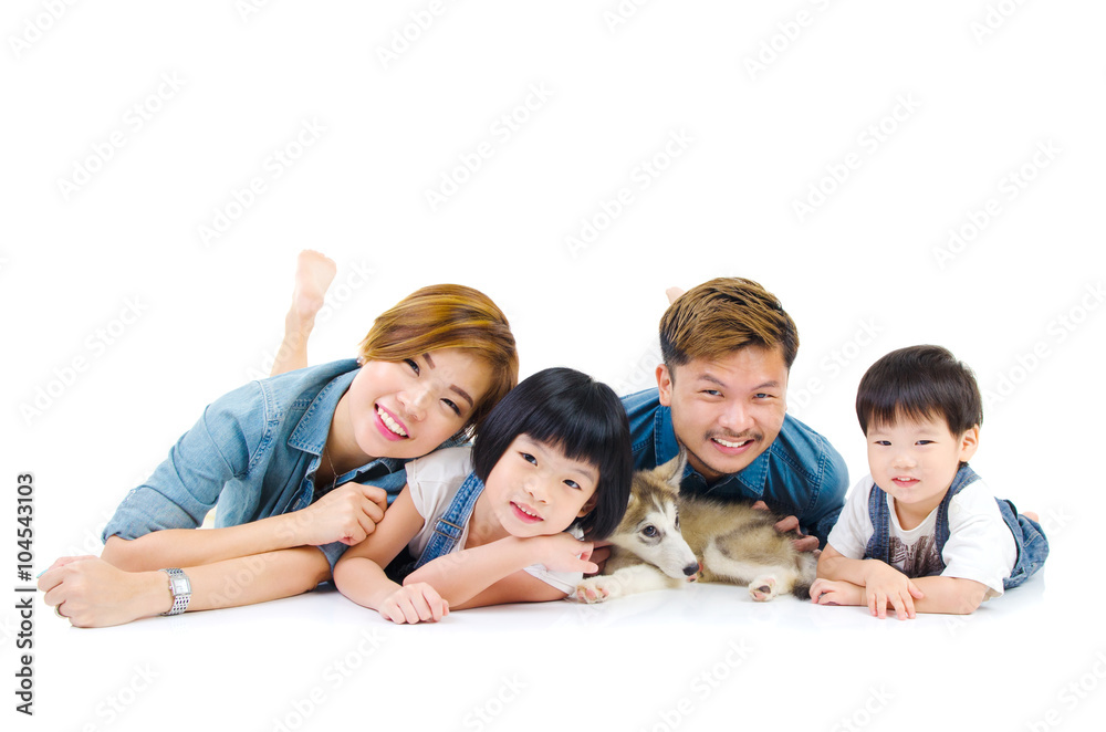 Asian family and pet Asian family and pet