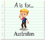 Flashcard letter A is for Australian