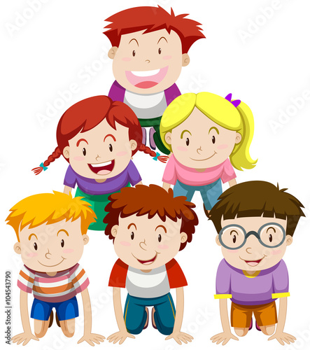 Children playing human pyramid