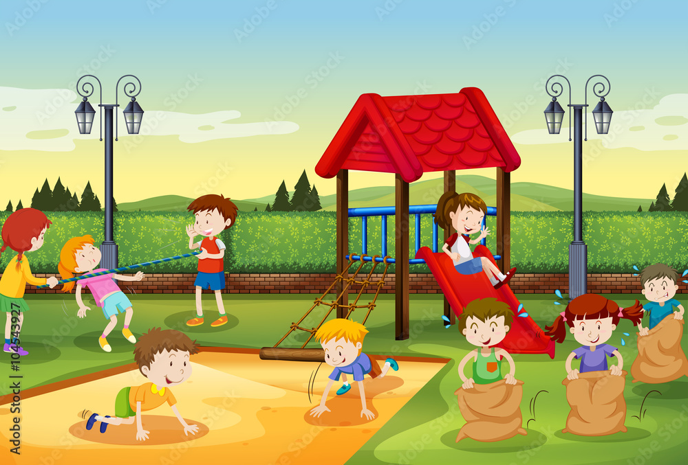Children playing in the playground Children playing in the playground