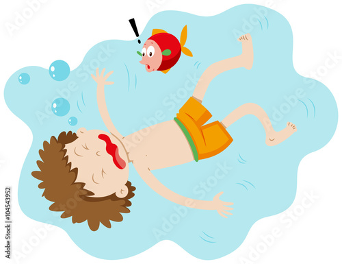 Little boy drowning under the water