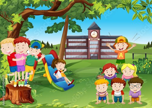 Children playing in the school yard
