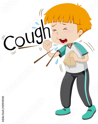 Sick boy coughing hard