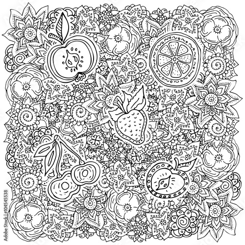 Pattern for coloring book. Ethnic retro design