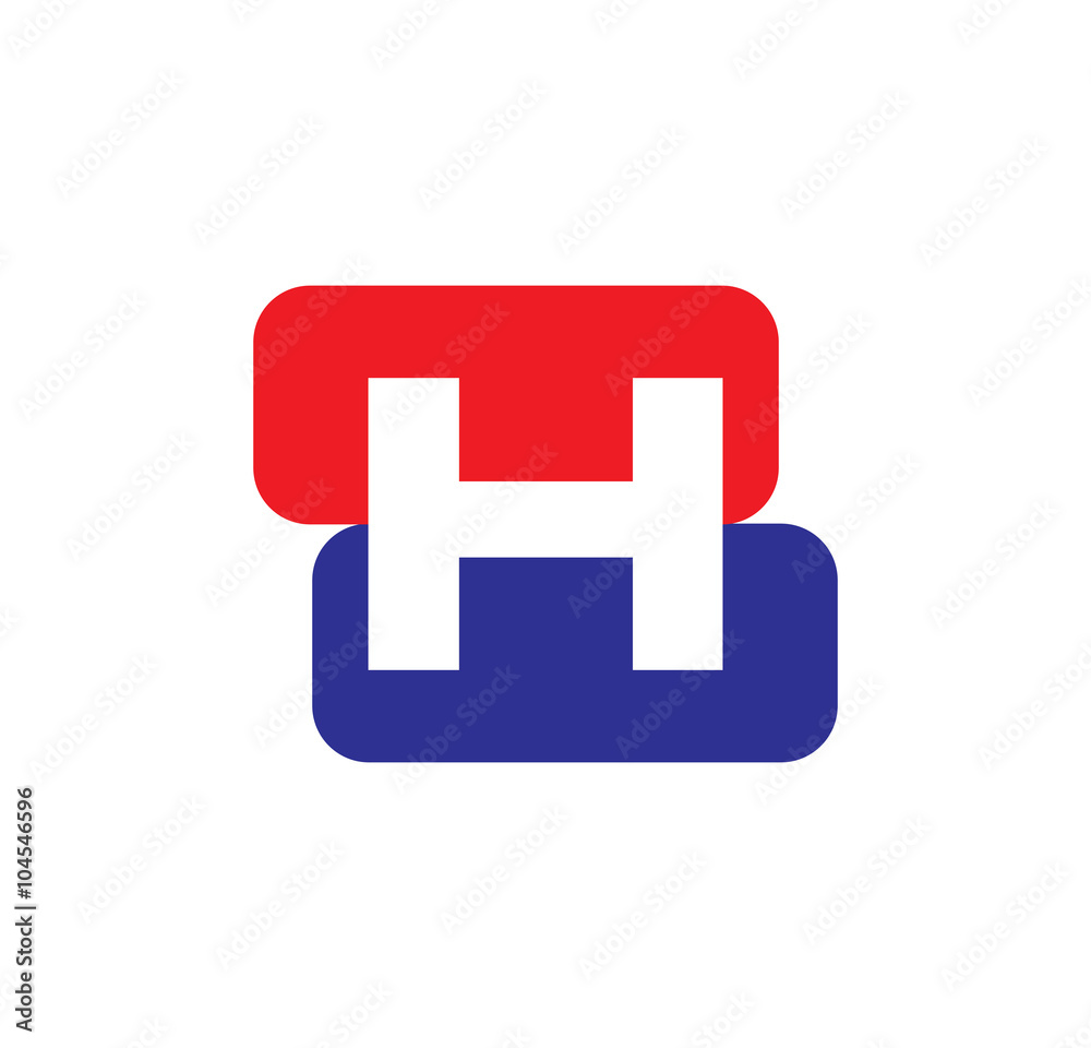 Obraz premium H initial letter with twin square