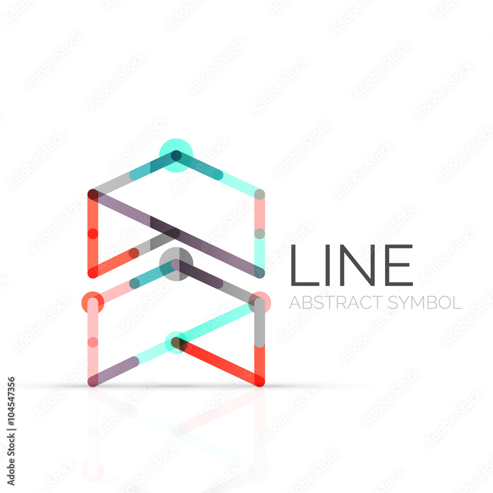 Linear abstract logo, connected multicolored segments of lines geometrical figure Linear abstract logo, connected multicolored segments of lines geometrical figure