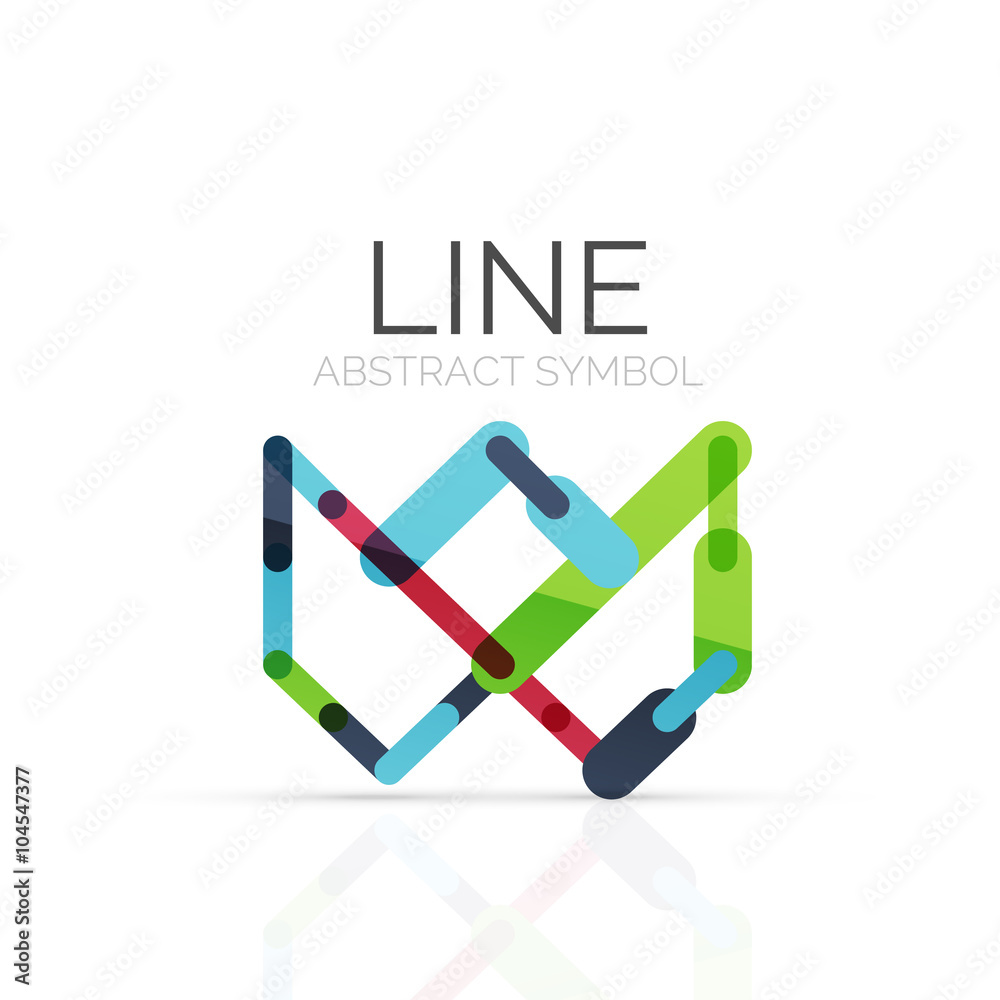 Linear abstract logo, connected multicolored segments of lines geometrical figure Linear abstract logo, connected multicolored segments of lines geometrical figure