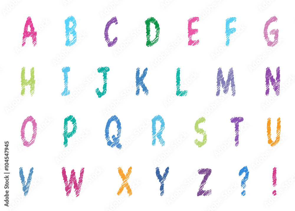 Alphabet set with brushed scribble effect on white Alphabet set with brushed scribble effect on white