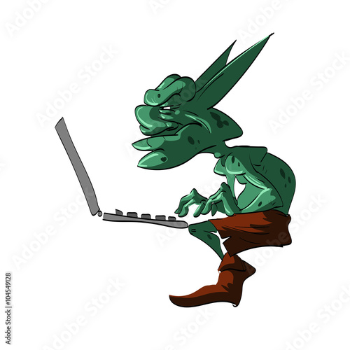 Colorful vector illustration of an internet troll