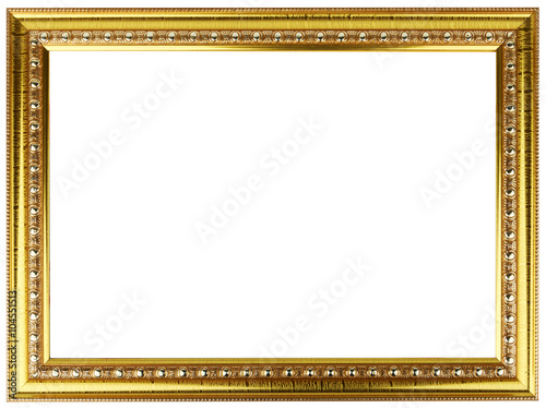 Gold vintage frame isolated on white. Gold frame louis abstract design.