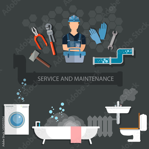Professional plumber plumbing tools service and maintenance