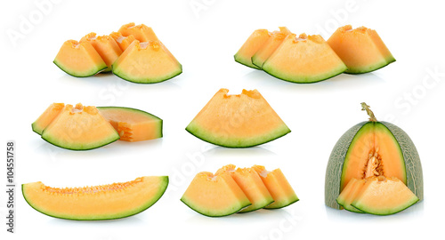 Sliced cantaloupe melon isolated on the white background